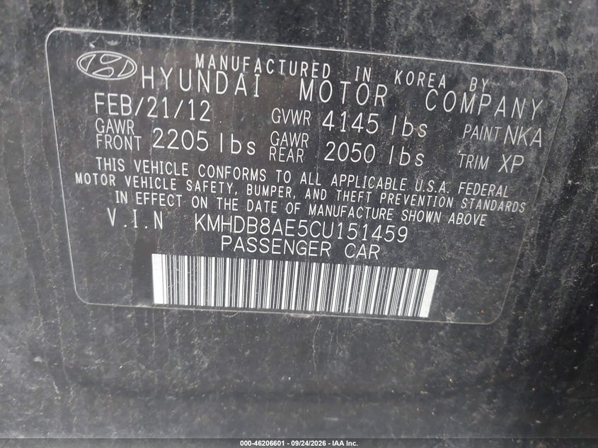 HYUNDAI ELANTRA TOURING 2012 VIN KMHDB8AE5CU151459