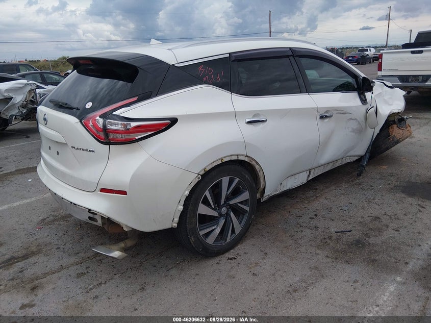 Vin: 5n1az2mgxfn209900, lot: 46706544, nissan murano platinum 20154