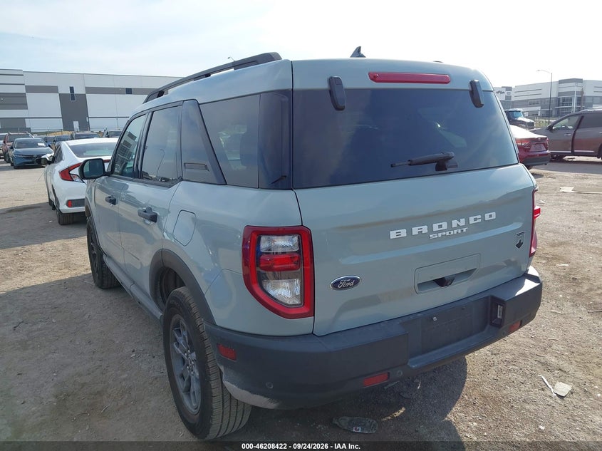 Vin: 3fmcr9b65mrb21004, lot: 46708334, ford bronco sport big bend 20213