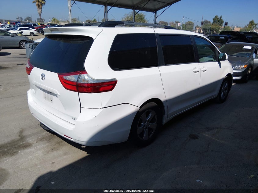 Vin: 5tdkk3dc6gs700685, lot: 46708547, toyota sienna le 20164
