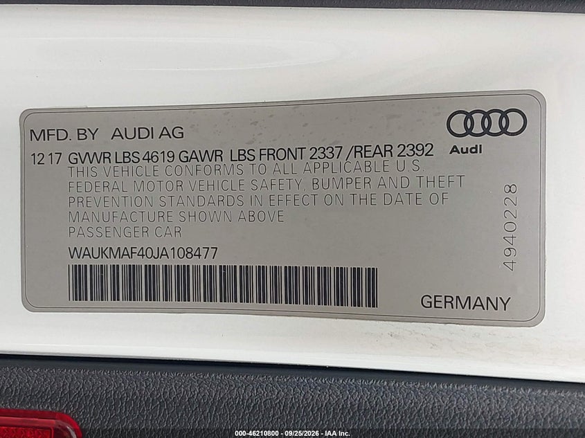 2018 AUDI A4 2.0T TECH ULTRA PREMIUM/2.0T ULTRA PREMIUM · Photo 9