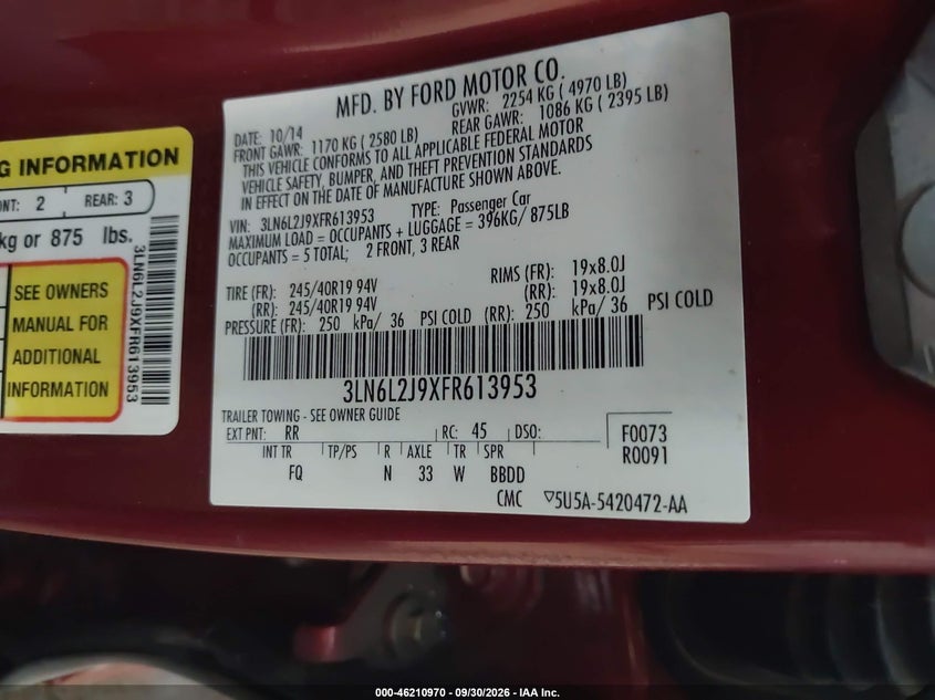 2015 LINCOLN MKZ · Фото 8