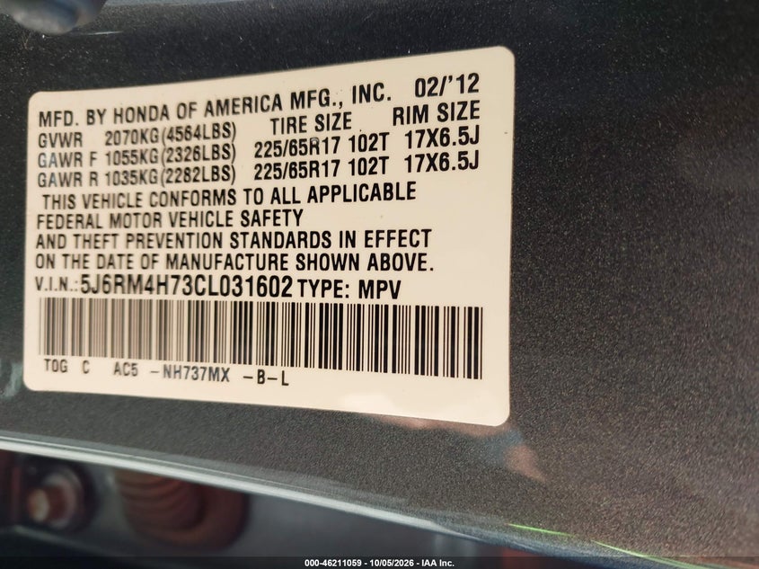 2012 HONDA CR-V EX-L · Фото 9