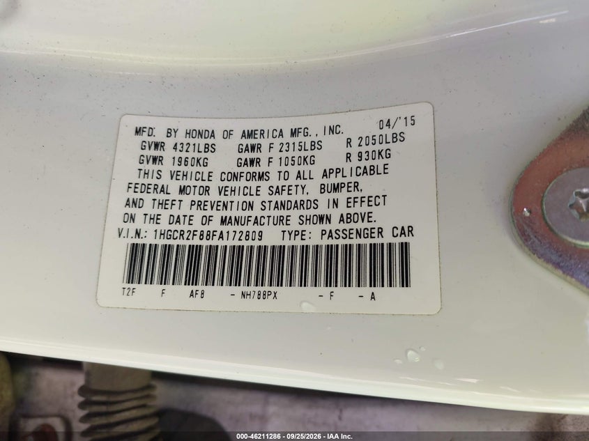 2015 HONDA ACCORD EX-L · Фото 9