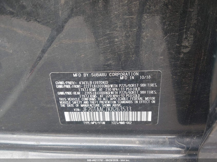 2019 SUBARU CROSSTREK 2.0I · Фото 9