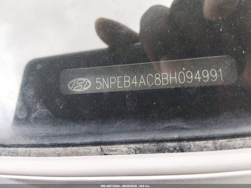 HYUNDAI SONATA 2011 VIN 5NPEB4AC8BH094991