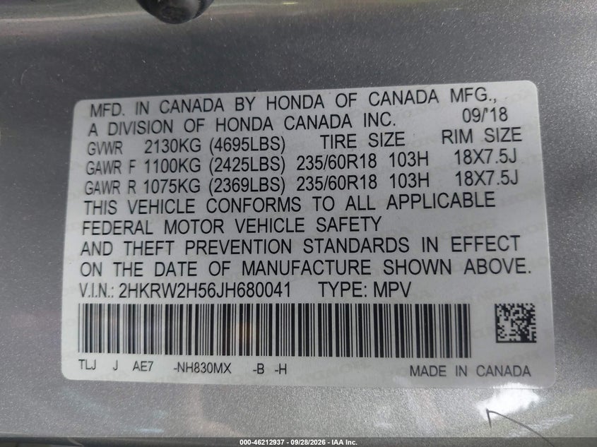 2018 HONDA CR-V EX · Фото 9
