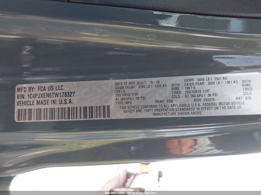 JEEP WRANGLER 2026 VIN 1C4PJXEN6TW178327