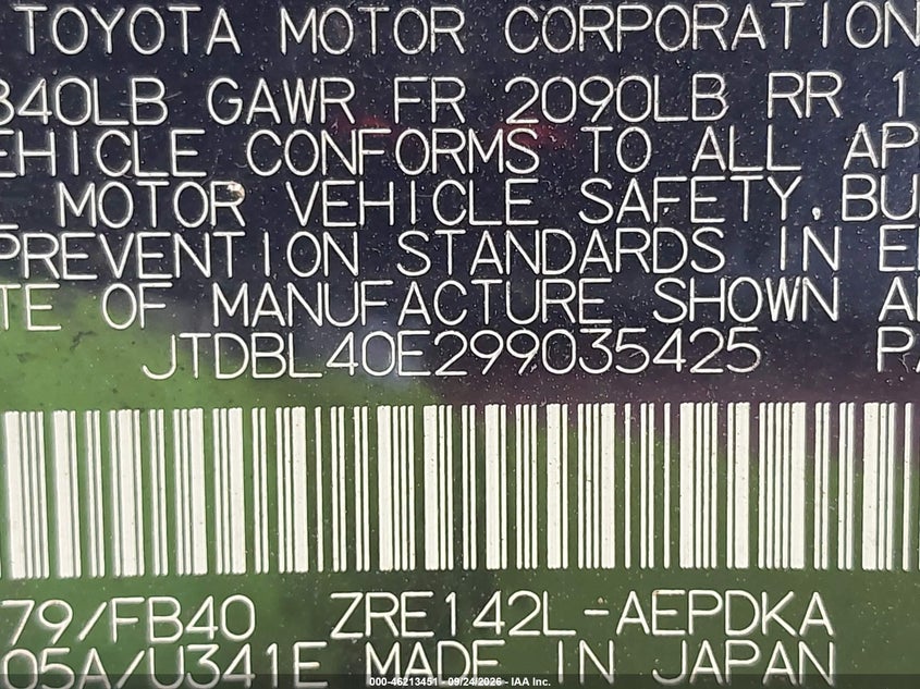 2009 TOYOTA COROLLA LE · Фото 9