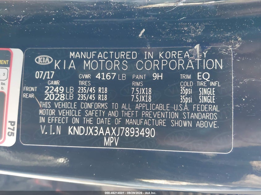 KIA ALMA 2018 VIN KNDJX3AAXJ7893490