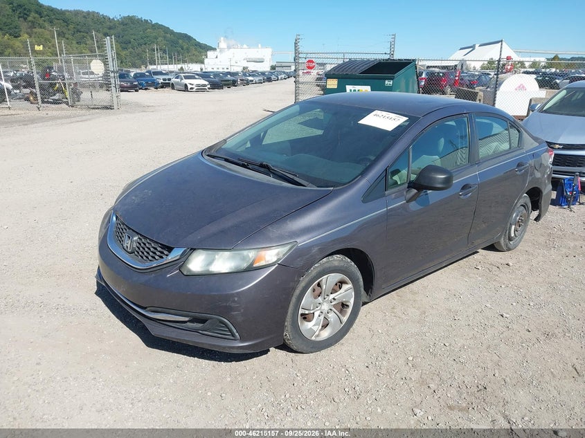 Vin: 19xfb2f55ee253106, lot: 46715080, honda civic lx 20142