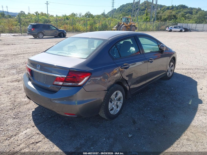 Vin: 19xfb2f55ee253106, lot: 46715080, honda civic lx 20144