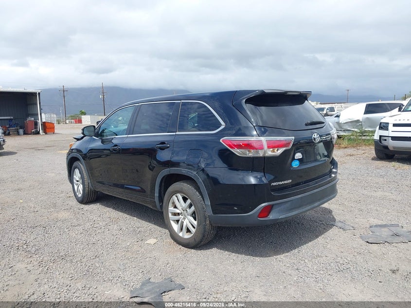 Vin: 5tdzarfh5fs010986, lot: 46715339, toyota highlander le 20153