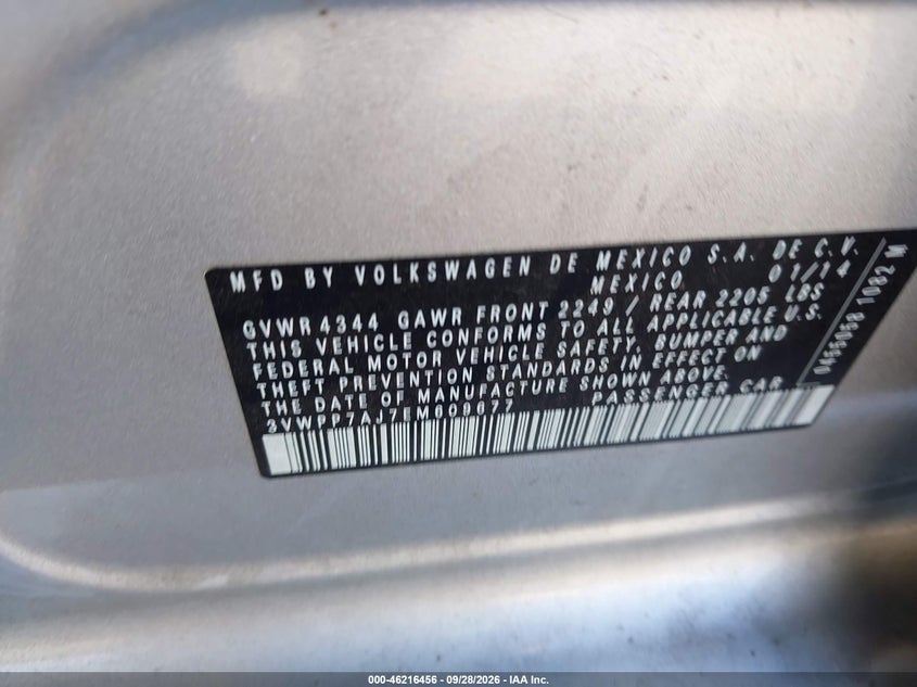 VOLKSWAGEN JETTA SPORTWAGEN 2014 VIN 3VWPP7AJ7EM609677