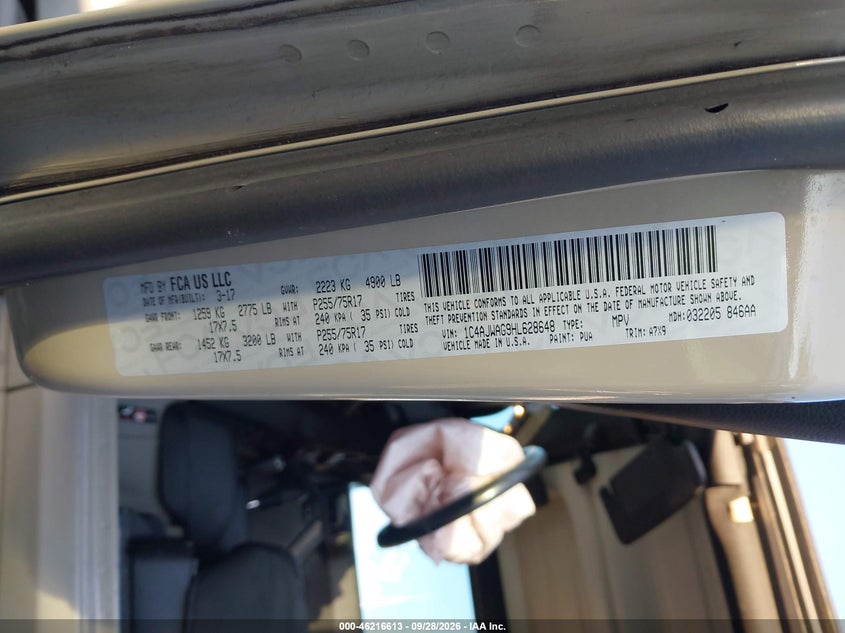 JEEP WRANGLER 2017 VIN 1C4AJWAG9HL628648