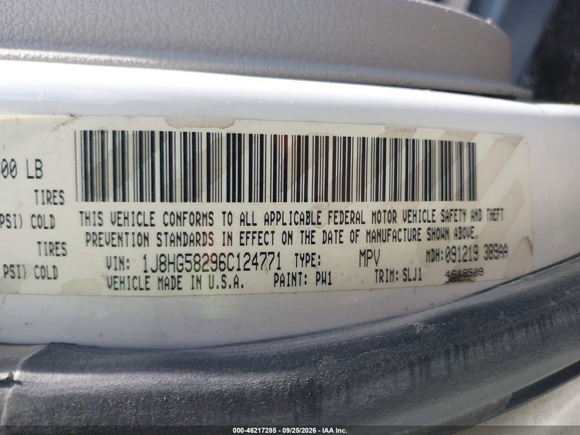 JEEP COMMANDER 2006 VIN 1J8HG58296C124771
