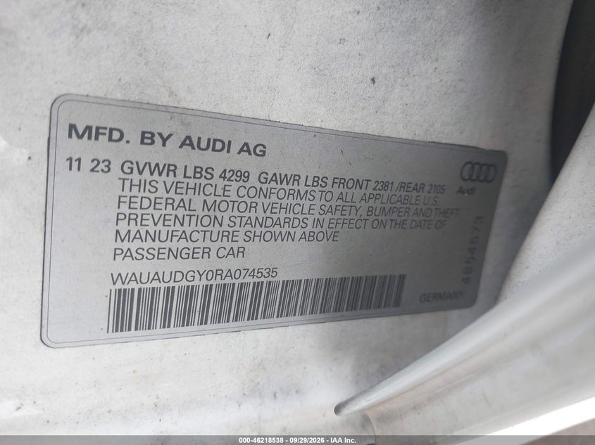 AUDI A3 2024 VIN WAUAUDGY0RA074535