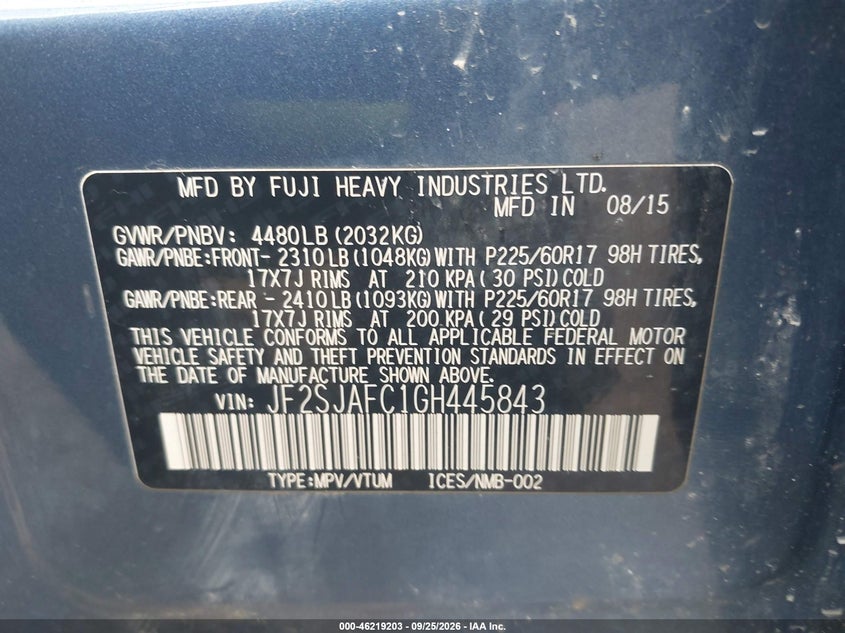 2016 SUBARU FORESTER 2.5I PREMIUM · Фото 9