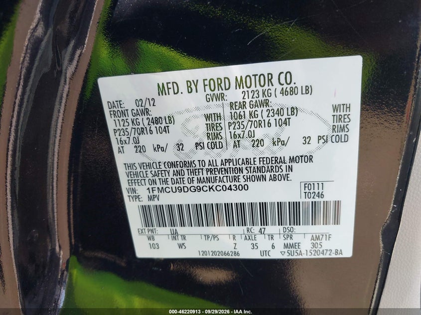2012 FORD ESCAPE XLT · Фото 9