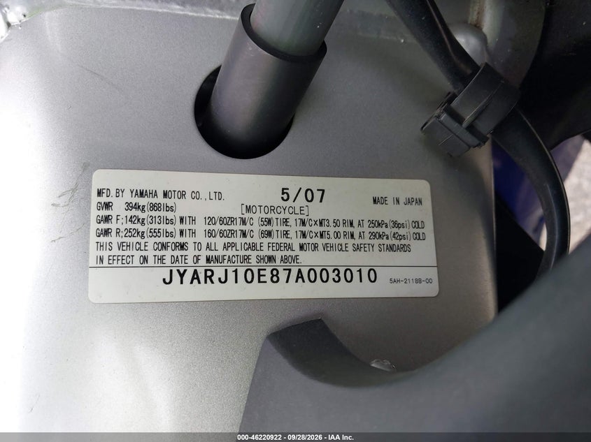 YAMAHA YZF600 2007