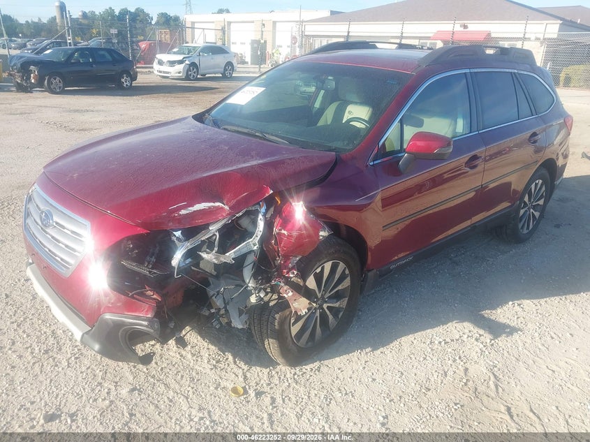 Vin: 4s4bsblc4f3233077, lot: 46723240, subaru outback 2.5i limited 20152