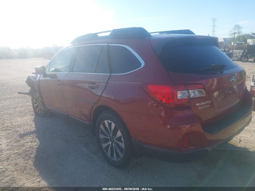 Vin: 4s4bsblc4f3233077, lot: 46723240, subaru outback 2.5i limited 20153