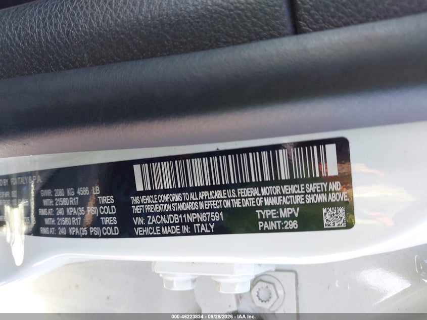 JEEP RENEGADE 2022 VIN ZACNJDB11NPN67591