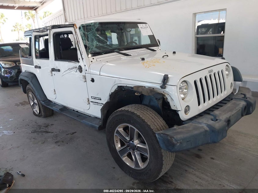 2017 Jeep Wrangler Unlimited Sport 4X4, Roof, IAAI, VIN 1C4BJWDG6HL513618
