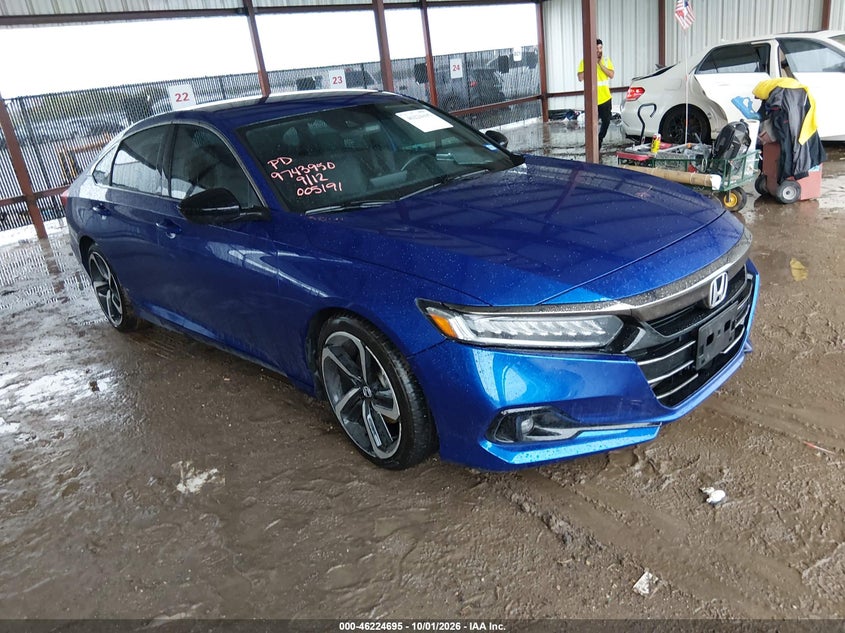 Vin: 1hgcv1f30na005191, lot: 46724684, honda accord sport 20221