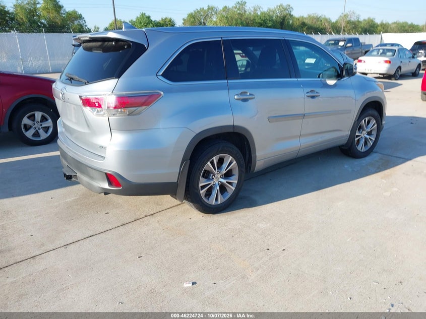 Vin: 5tdkkrfh4fs047896, lot: 46724712, toyota highlander xle v6 20154
