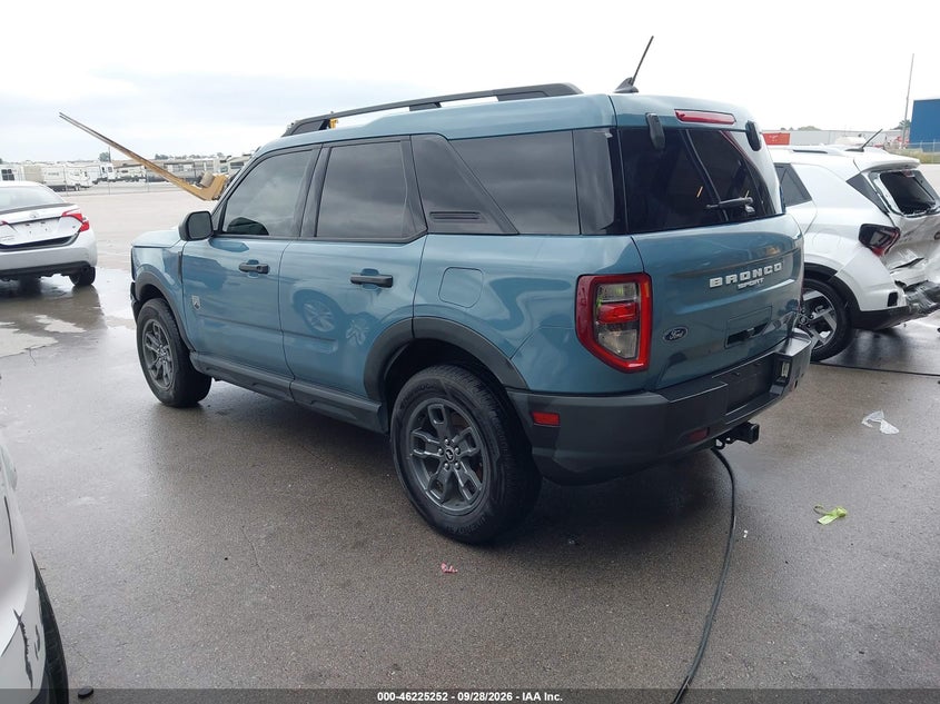 Vin: 3fmcr9b67mra18425, lot: 46725240, ford bronco sport big bend 20213