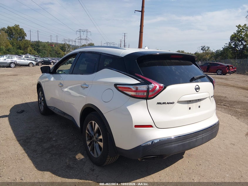 Vin: 5n1az2mh7fn271747, lot: 46725962, nissan murano sl 20153