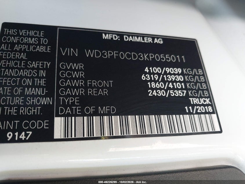 2019 MERCEDES-BENZ SPRINTER 2500 STANDARD ROOF V6 · Photo 9