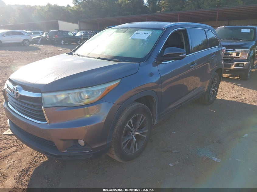 Vin: 5tdkkrfh5gs128164, lot: 46727353, toyota highlander xle v6 20162