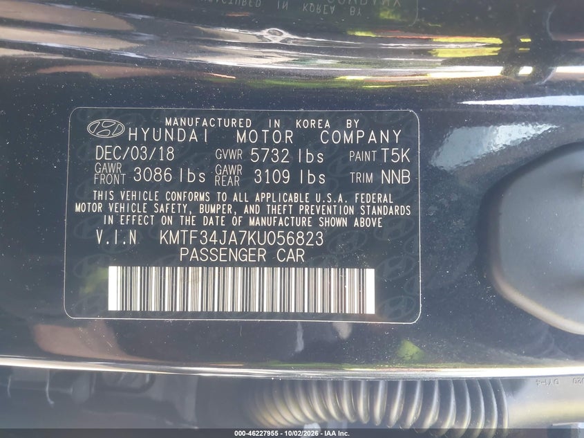 GENESIS G90 2019 VIN KMTF34JA7KU056823