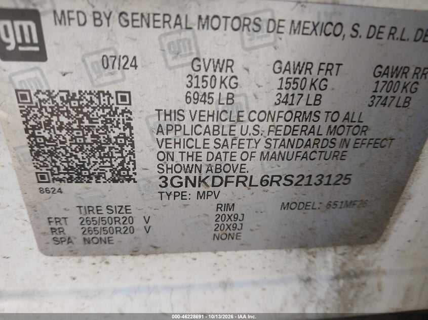 CHEVROLET BLAZER EV POLICE PACKAGE 2024 VIN 3GNKDFRL6RS213125