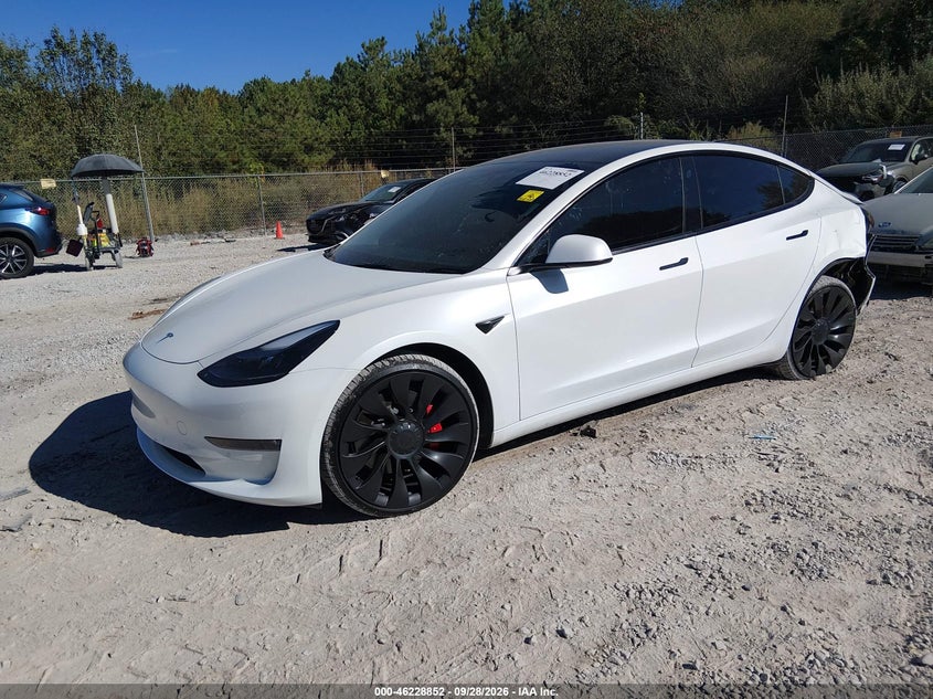 Vin: 5yj3e1ec3nf315293, lot: 46728840, tesla model 3 performance dual motor all-wheel drive 20222