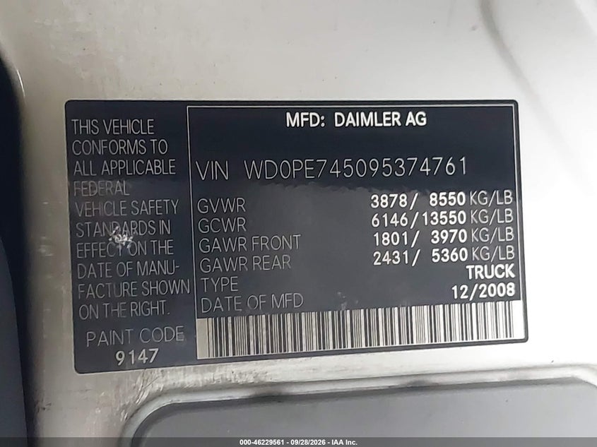 2009 DODGE SPRINTER VAN 2500 · Фото 9