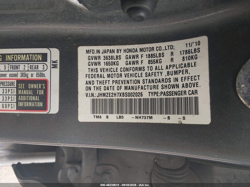 2011 HONDA INSIGHT EX · Фото 9