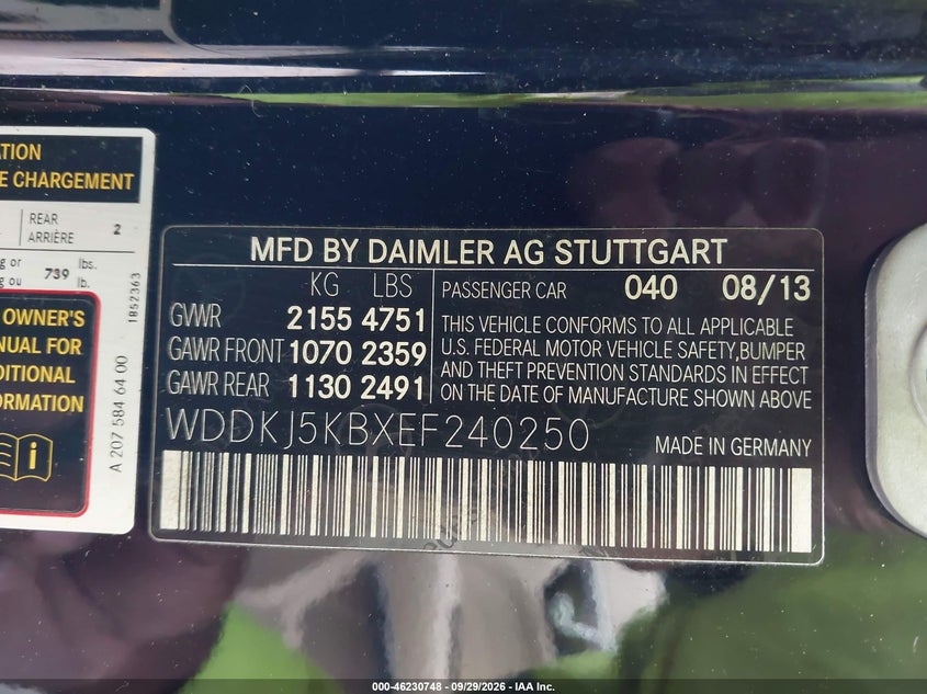 MERCEDES-BENZ E 350 2014 VIN WDDKJ5KBXEF240250