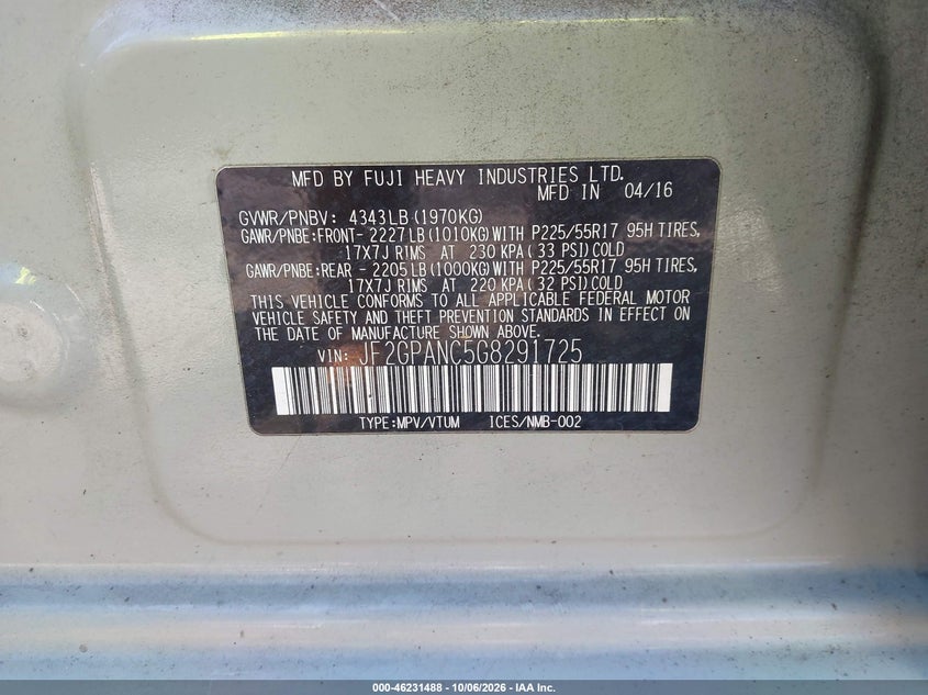 2016 SUBARU CROSSTREK 2.0I LIMITED · Фото 9