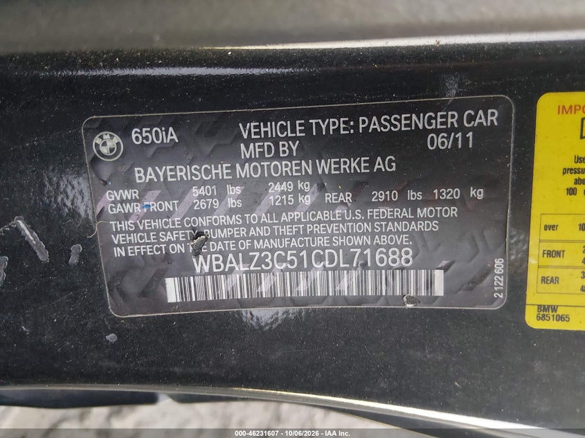 2012 BMW 650I · Фото 9