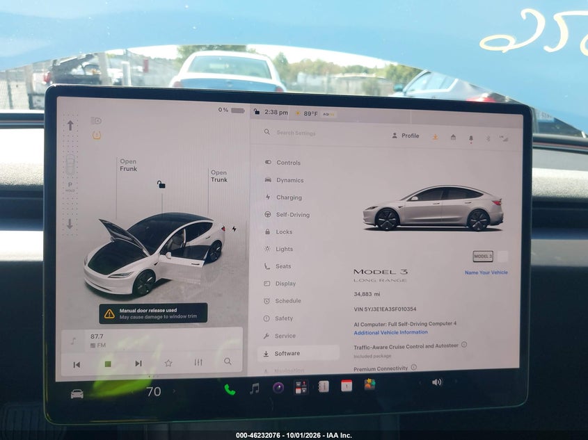 TESLA MODEL 3 2025 VIN 5YJ3E1EA3SF010354