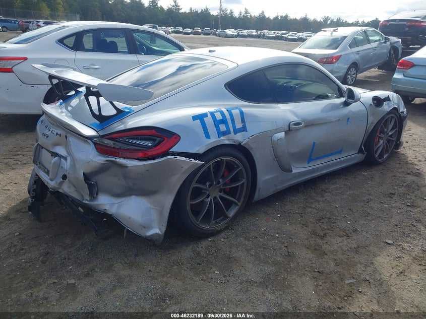 Vin: wp0ac2a85gk191179, lot: 46732183, porsche cayman gt4 20164