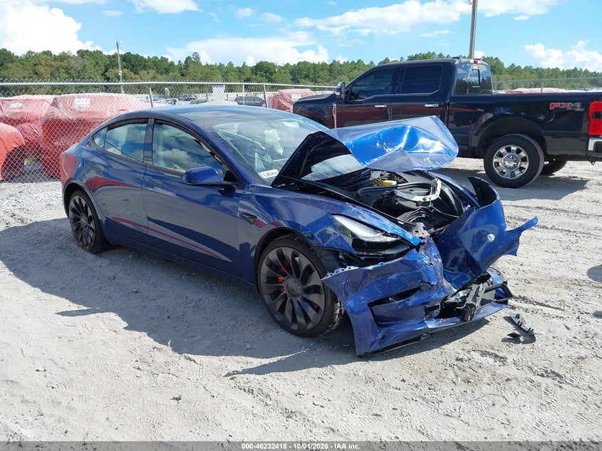 Vin: 5yj3e1ecxpf709487, lot: 46732412, tesla model 3 performance dual motor all-wheel drive 2023 img_1