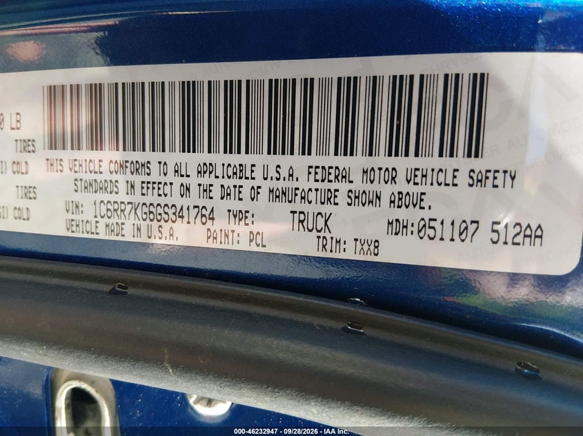 RAM 1500 2016 VIN 1C6RR7KG6GS341764