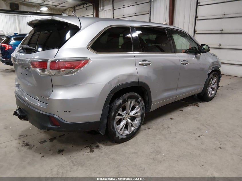 Vin: 5tdbkrfh6es048563, lot: 46733447, toyota highlander le plus v6 20144