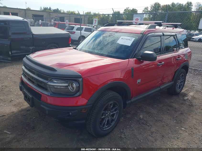 Vin: 3fmcr9b65mrb30785, lot: 46734355, ford bronco sport big bend 20212
