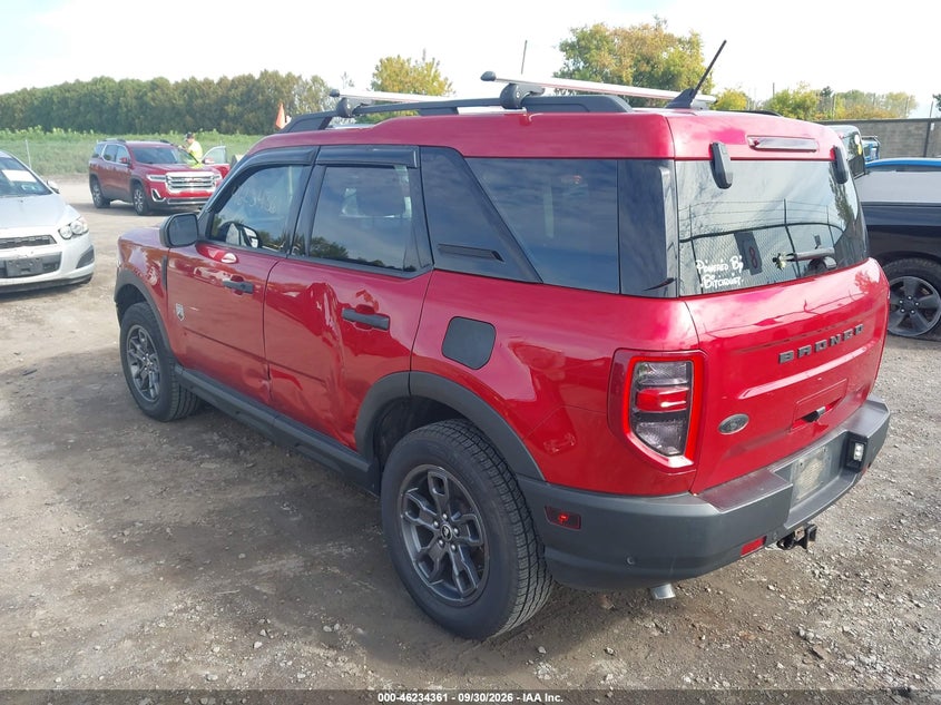 Vin: 3fmcr9b65mrb30785, lot: 46734355, ford bronco sport big bend 20213