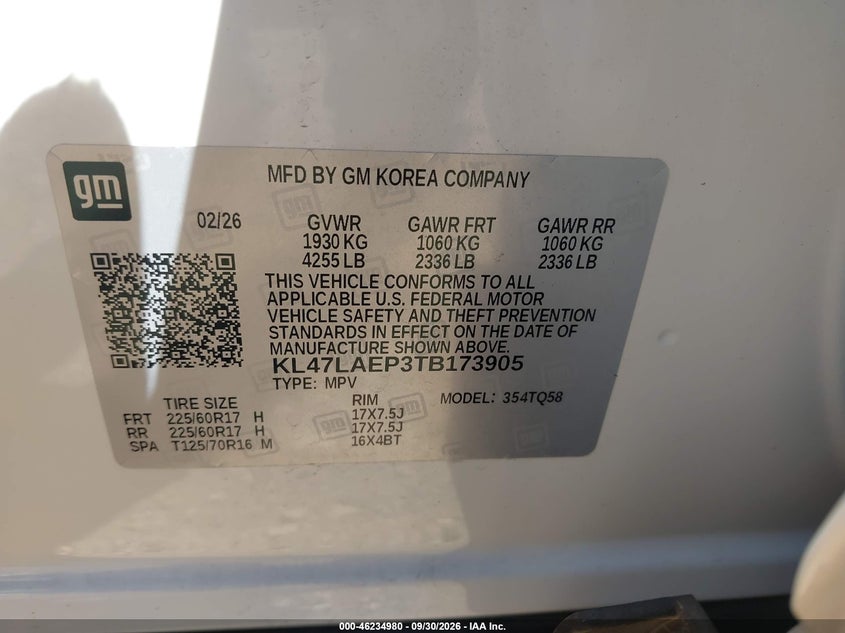 BUICK ENVISTA 2026 VIN KL47LAEP3TB173905